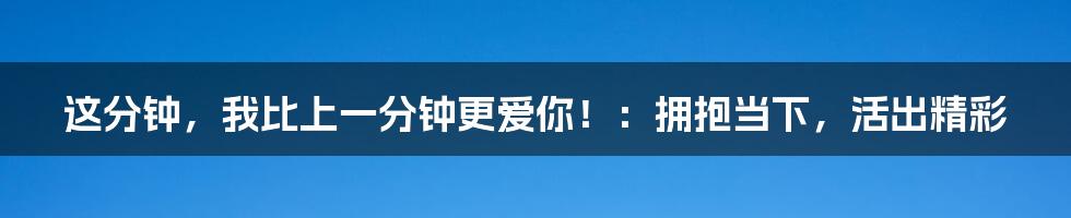 这分钟,我比上一分钟更爱你!:拥抱当下,活出精彩