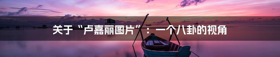 关于“卢嘉丽图片”:一个八卦的视角