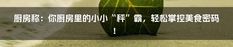 厨房称:你厨房里的小小“秤”霸,轻松掌控美食密码!
