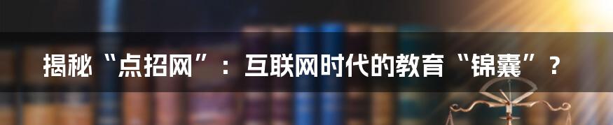 揭秘“点招网”:互联网时代的教育“锦囊”?