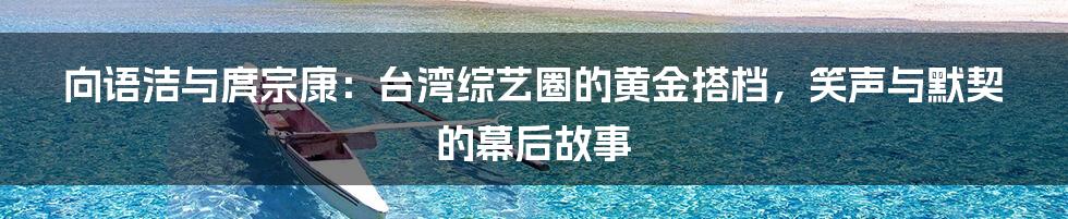 向语洁与庹宗康:台湾综艺圈的黄金搭档,笑声与默契的幕后故事