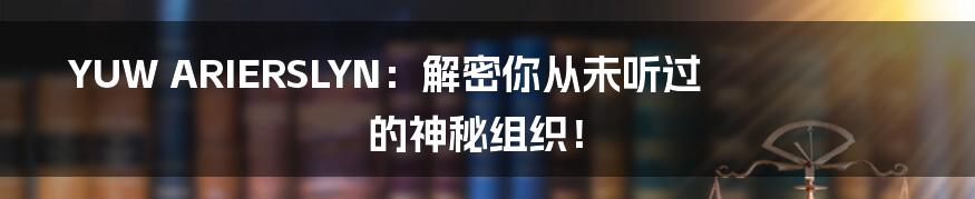 YUW ARIERSLYN：解密你从未听过的神秘组织！