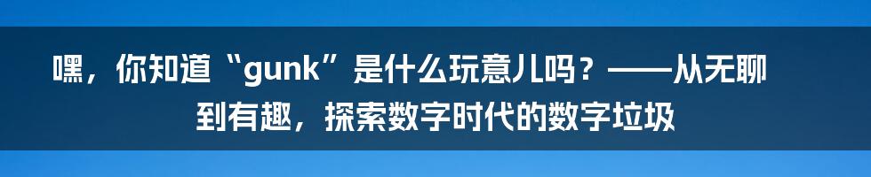 嘿,你知道“gunk”是什么玩意儿吗?——从无聊到有趣,探索数字时代的数字垃圾