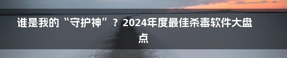 谁是我的“守护神”？2024年度最佳杀毒软件大盘点