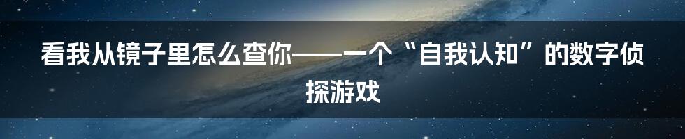 看我从镜子里怎么查你——一个“自我认知”的数字侦探游戏