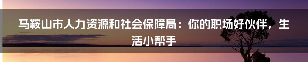 马鞍山市人力资源和社会保障局：你的职场好伙伴，生活小帮手