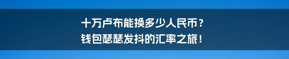 十万卢布能换多少人民币？ 钱包瑟瑟发抖的汇率之旅！