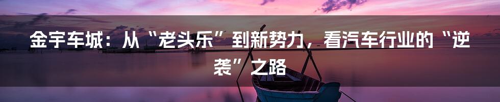 金宇车城：从“老头乐”到新势力，看汽车行业的“逆袭”之路