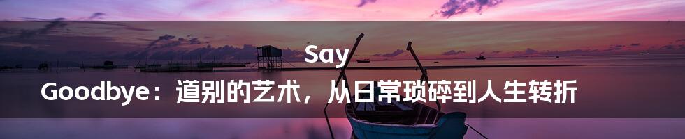 Say Goodbye:道别的艺术,从日常琐碎到人生转折