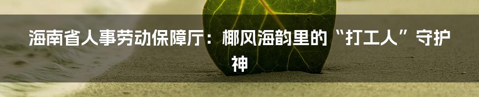 海南省人事劳动保障厅：椰风海韵里的“打工人”守护神