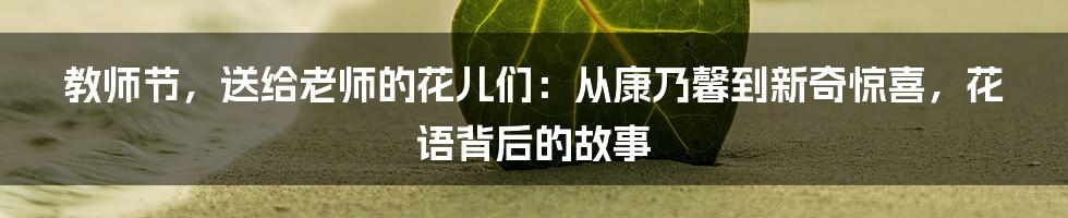 教师节，送给老师的花儿们：从康乃馨到新奇惊喜，花语背后的故事