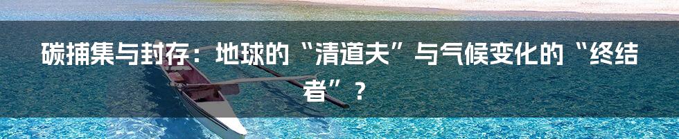 碳捕集与封存：地球的“清道夫”与气候变化的“终结者”？