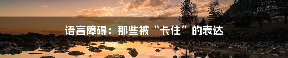 语言障碍:那些被“卡住”的表达