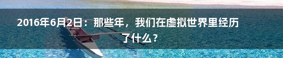 2016年6月2日：那些年，我们在虚拟世界里经历了什么？