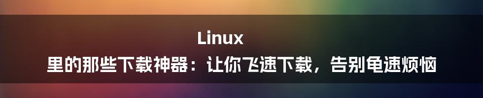 Linux 里的那些下载神器：让你飞速下载，告别龟速烦恼