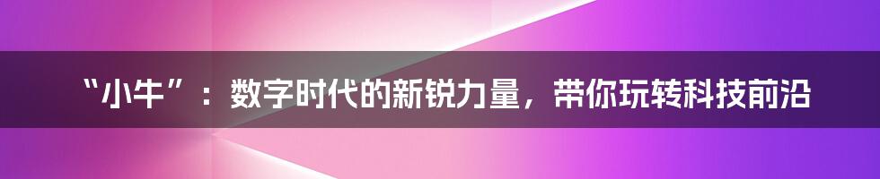 “小牛”:数字时代的新锐力量,带你玩转科技前沿