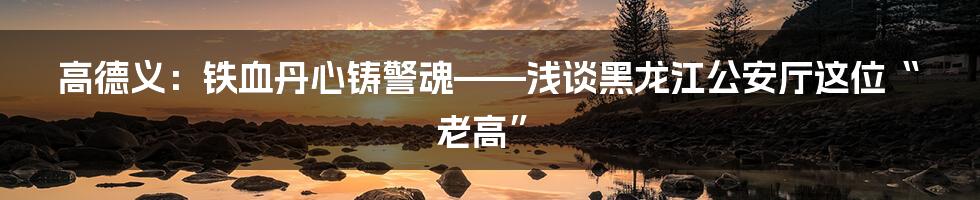 高德义：铁血丹心铸警魂——浅谈黑龙江公安厅这位“老高”