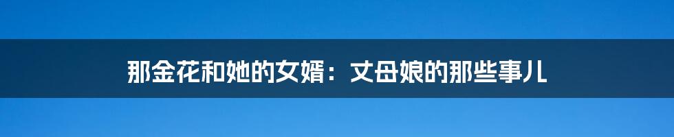 那金花和她的女婿：丈母娘的那些事儿