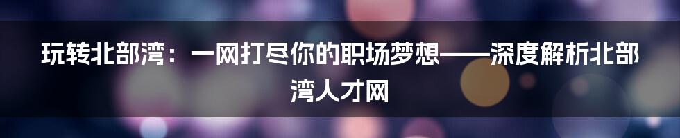 玩转北部湾:一网打尽你的职场梦想——深度解析北部湾人才网