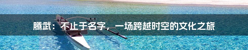 腾武:不止于名字,一场跨越时空的文化之旅