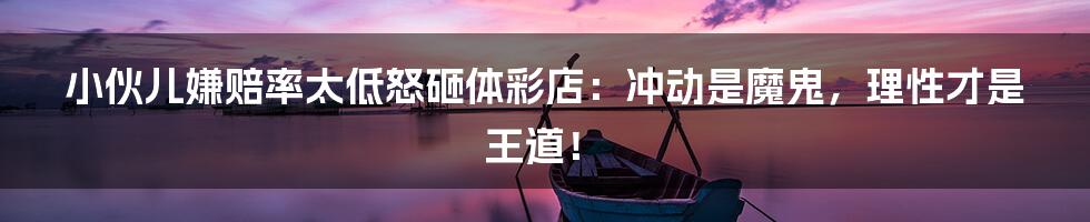 小伙儿嫌赔率太低怒砸体彩店：冲动是魔鬼，理性才是王道！