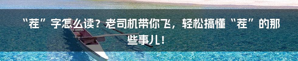 “茬”字怎么读？老司机带你飞，轻松搞懂“茬”的那些事儿！