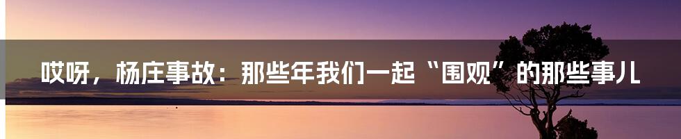 哎呀，杨庄事故：那些年我们一起“围观”的那些事儿