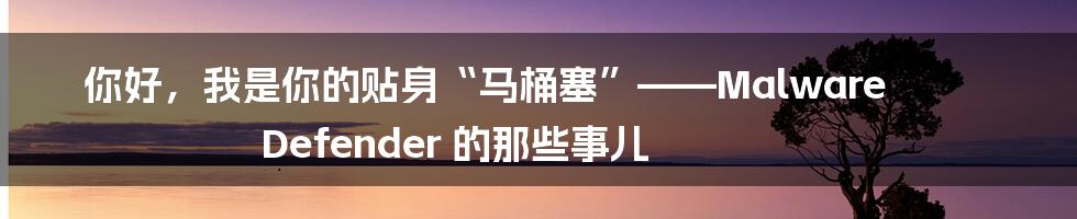 你好，我是你的贴身“马桶塞”——Malware Defender 的那些事儿