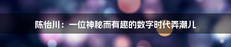 陈怡川：一位神秘而有趣的数字时代弄潮儿