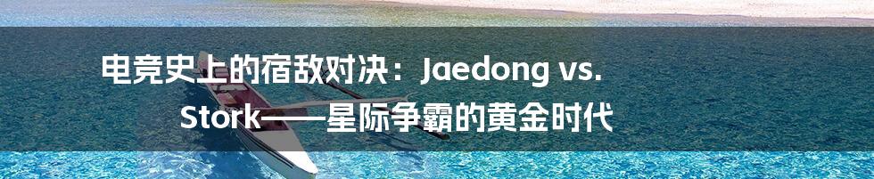 电竞史上的宿敌对决:Jaedong vs. Stork——星际争霸的黄金时代