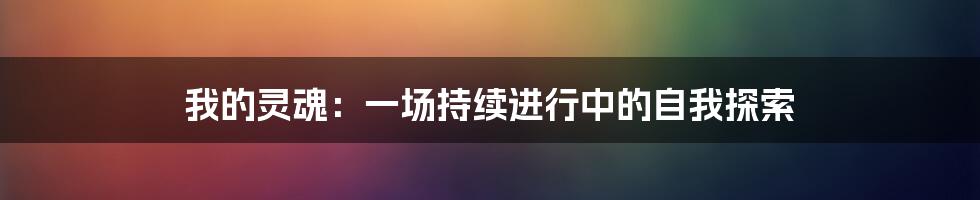 我的灵魂：一场持续进行中的自我探索