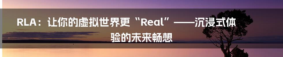 RLA：让你的虚拟世界更“Real”——沉浸式体验的未来畅想
