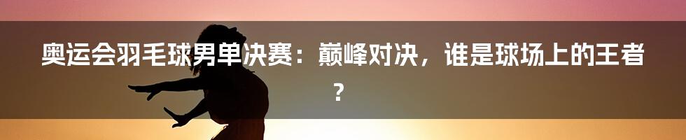 奥运会羽毛球男单决赛:巅峰对决,谁是球场上的王者?