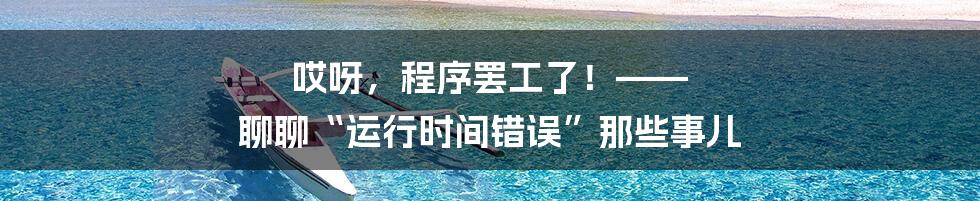 哎呀，程序罢工了！—— 聊聊“运行时间错误”那些事儿