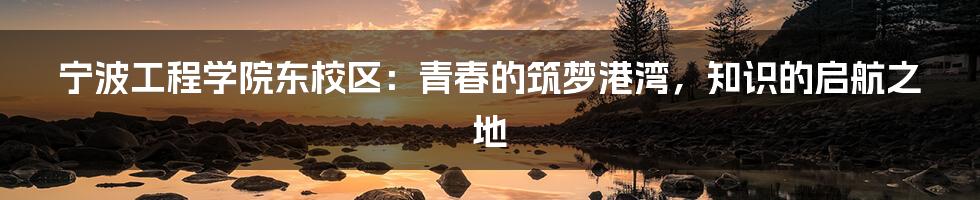 宁波工程学院东校区:青春的筑梦港湾,知识的启航之地