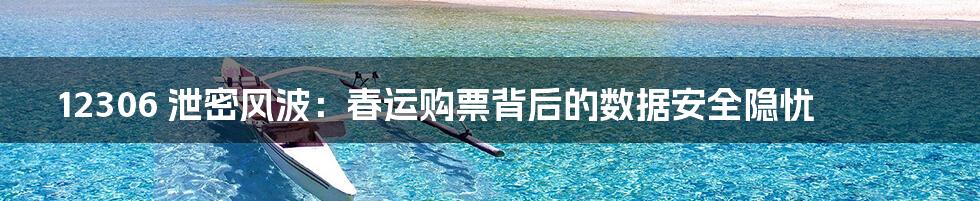 12306 泄密风波：春运购票背后的数据安全隐忧