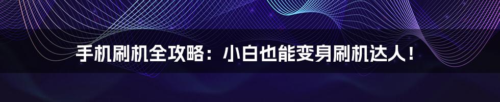 手机刷机全攻略：小白也能变身刷机达人！