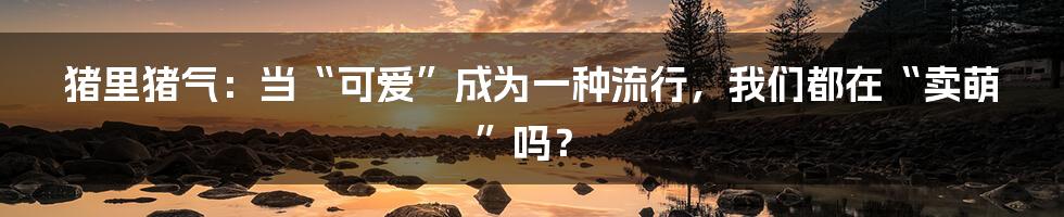 猪里猪气:当“可爱”成为一种流行,我们都在“卖萌”吗?