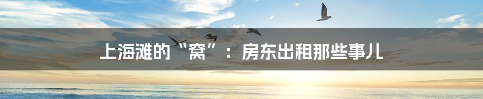 上海滩的“窝”：房东出租那些事儿