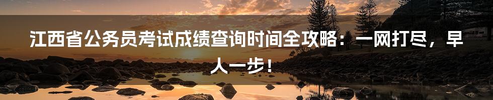 江西省公务员考试成绩查询时间全攻略：一网打尽，早人一步！