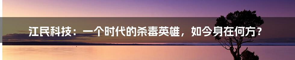 江民科技：一个时代的杀毒英雄，如今身在何方？