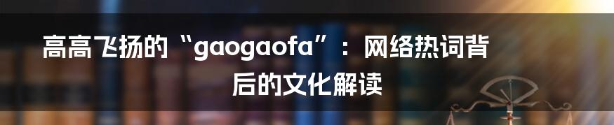 高高飞扬的“gaogaofa”:网络热词背后的文化解读