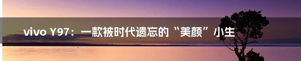 vivo Y97:一款被时代遗忘的“美颜”小生