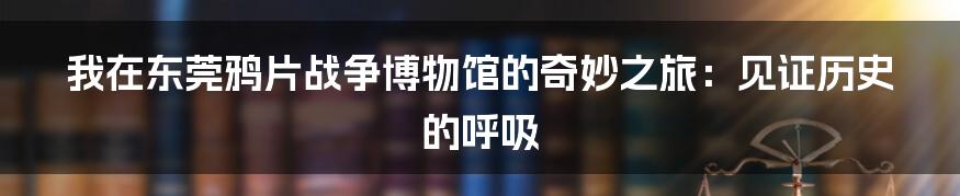 我在东莞鸦片战争博物馆的奇妙之旅：见证历史的呼吸