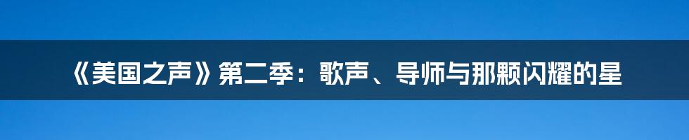 《美国之声》第二季：歌声、导师与那颗闪耀的星