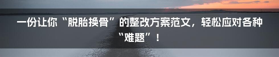 一份让你“脱胎换骨”的整改方案范文，轻松应对各种“难题”！