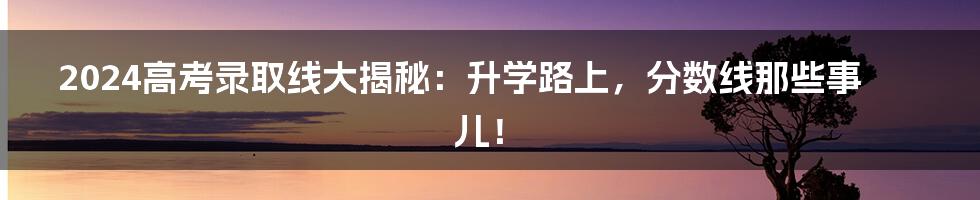 2024高考录取线大揭秘：升学路上，分数线那些事儿！