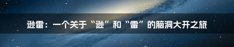 逊雷:一个关于“逊”和“雷”的脑洞大开之旅