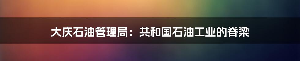 大庆石油管理局:共和国石油工业的脊梁