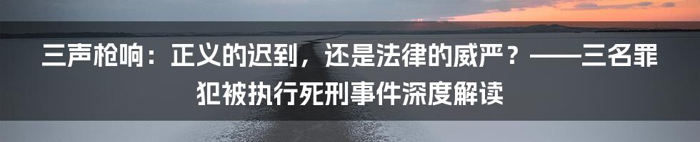 三声枪响：正义的迟到，还是法律的威严？——三名罪犯被执行死刑事件深度解读